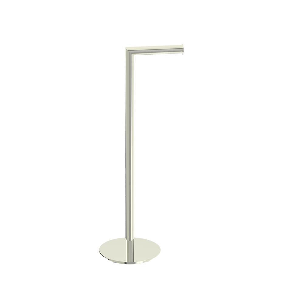 Kartners - Free Standing - Round Toilet Paper Holder-Polished Nickel - Polished Nickel