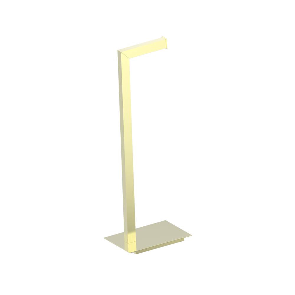Kartners - Free Standing - Square Free Standing Toilet Paper Holder-Brushed Brass - Brushed Brass