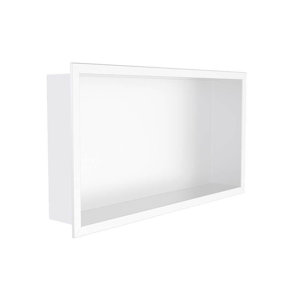 Kartners - Shower Niches - 12-inch x 24-inch Surface Mount Shower Niche Horizontal-Matte White - Matte White