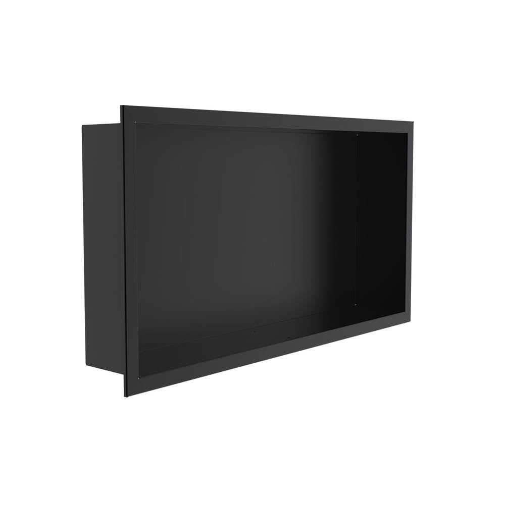 Kartners - Shower Niches - 12-inch x 24-inch Surface Mount Shower Niche Horizontal-Matte Black - Matte Black