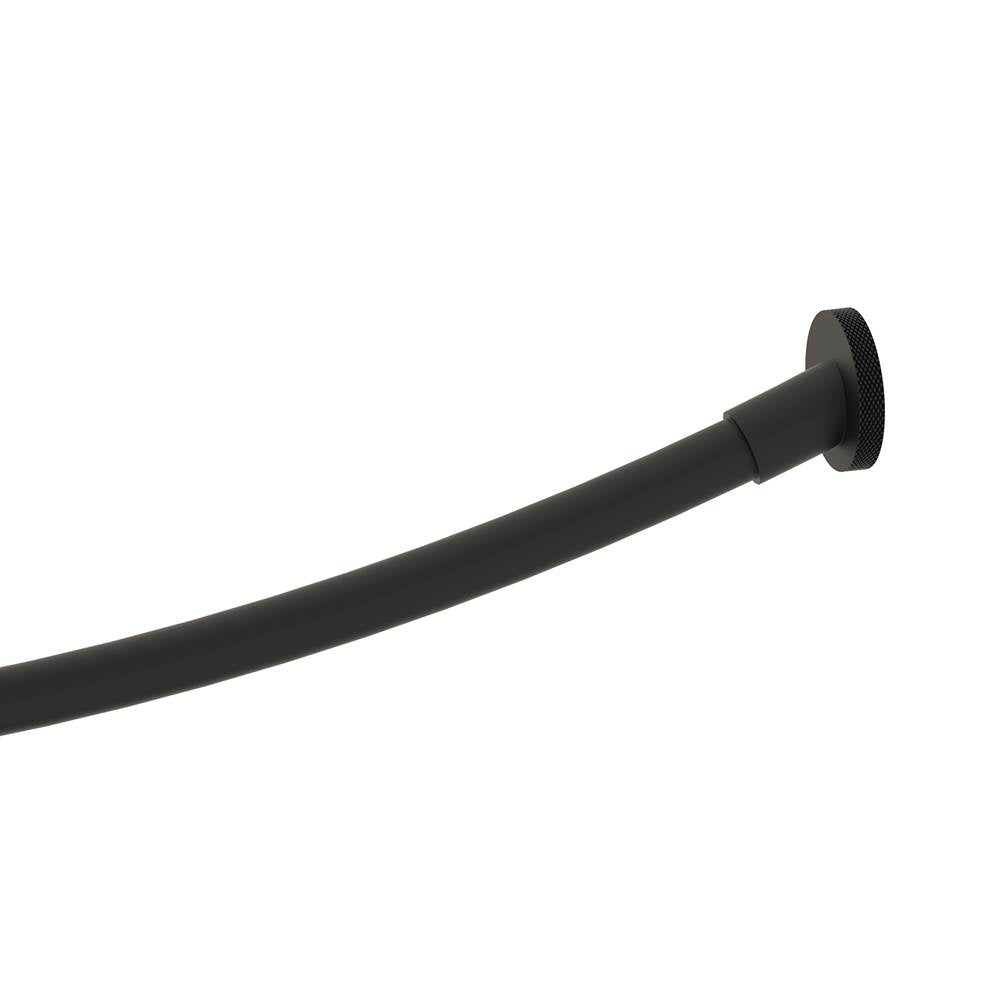 Kartners - CIRCO KNURLED - Round & Curved Shower Rod-Matte Black - Matte Black