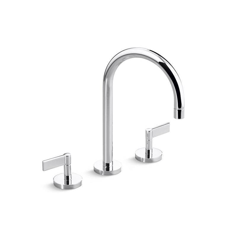 Kallista - OneE Basin Set, Gooseneck, Lever Handle - Unlacquered Brass