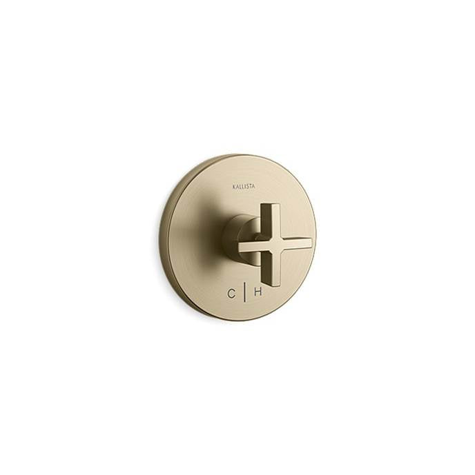 Kallista - OneE Thermo Trim, H&C, Cross Handle - Brushed French Gold