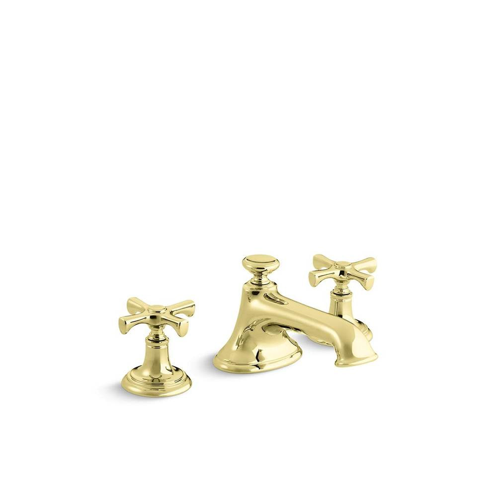 Kallista - Bellis Basin Set, Cross, Noble Spout - Unlacquered Brass