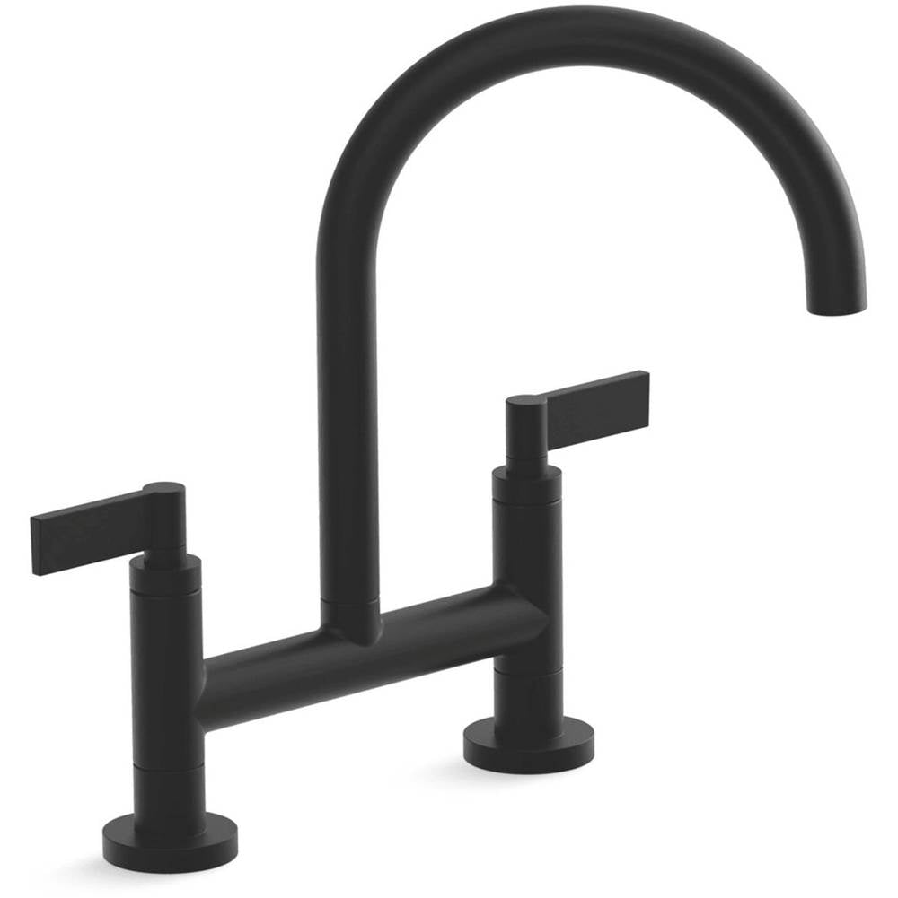 Kallista - OneE Kitchen Bridge Faucet, D-Mount, Lv - Matte Black