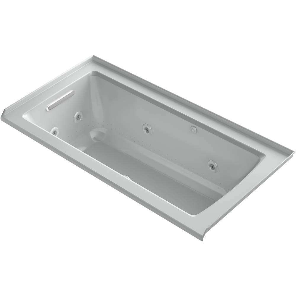 Kohler - Archer 60'' x 30'' alcove Heated BubbleMassageE air bath and whirlpool, left drain - Ice Grey