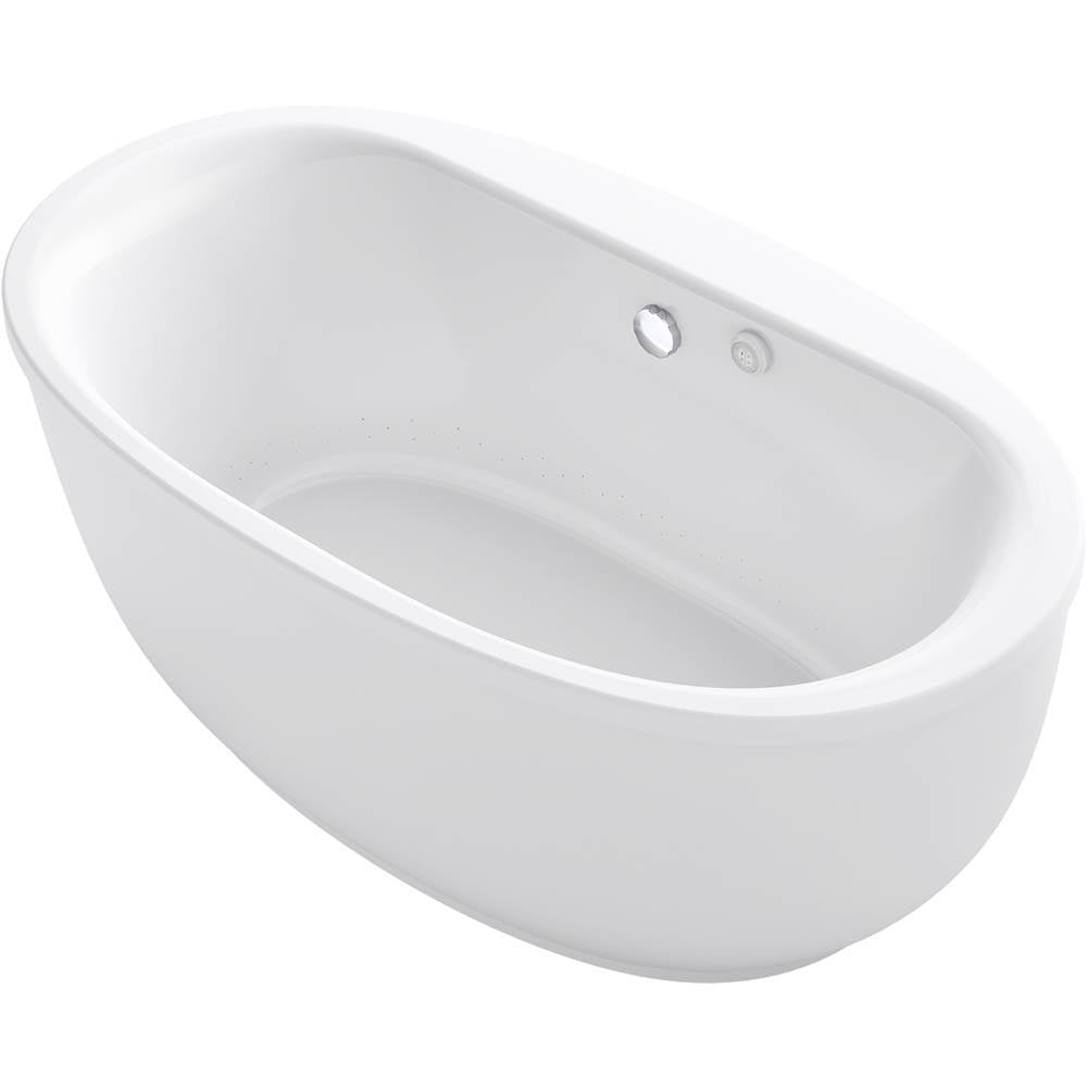 Kohler - Sunstruck 65-1/2'' x 35-1/2'' oval freestanding Heated BubbleMassageE air bath with fluted shroud - White