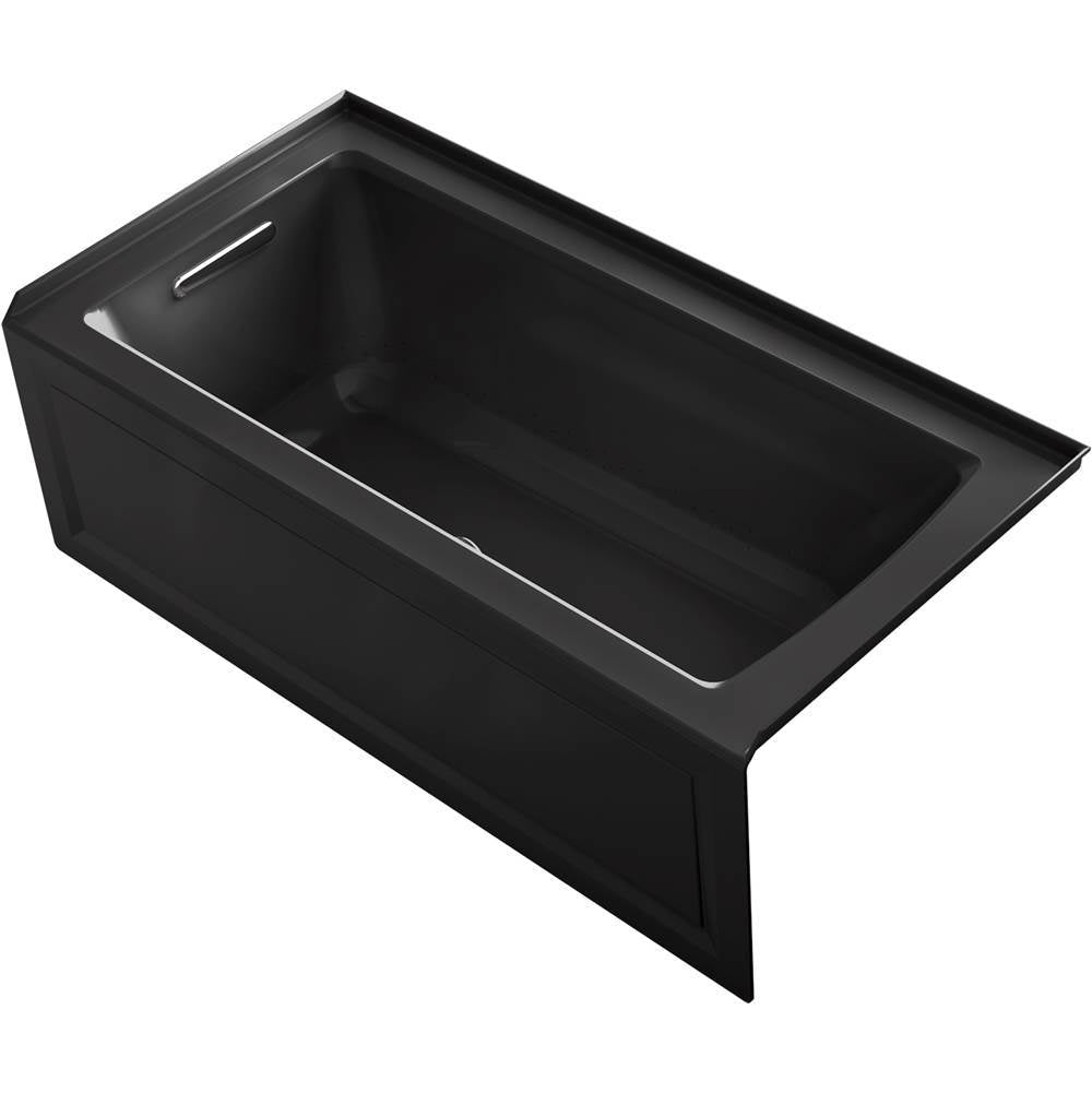 Kohler - Archer 60'' x 30'' integral apron Heated BubbleMassageE air bath with Bask heated surface and left-hand drain - Black