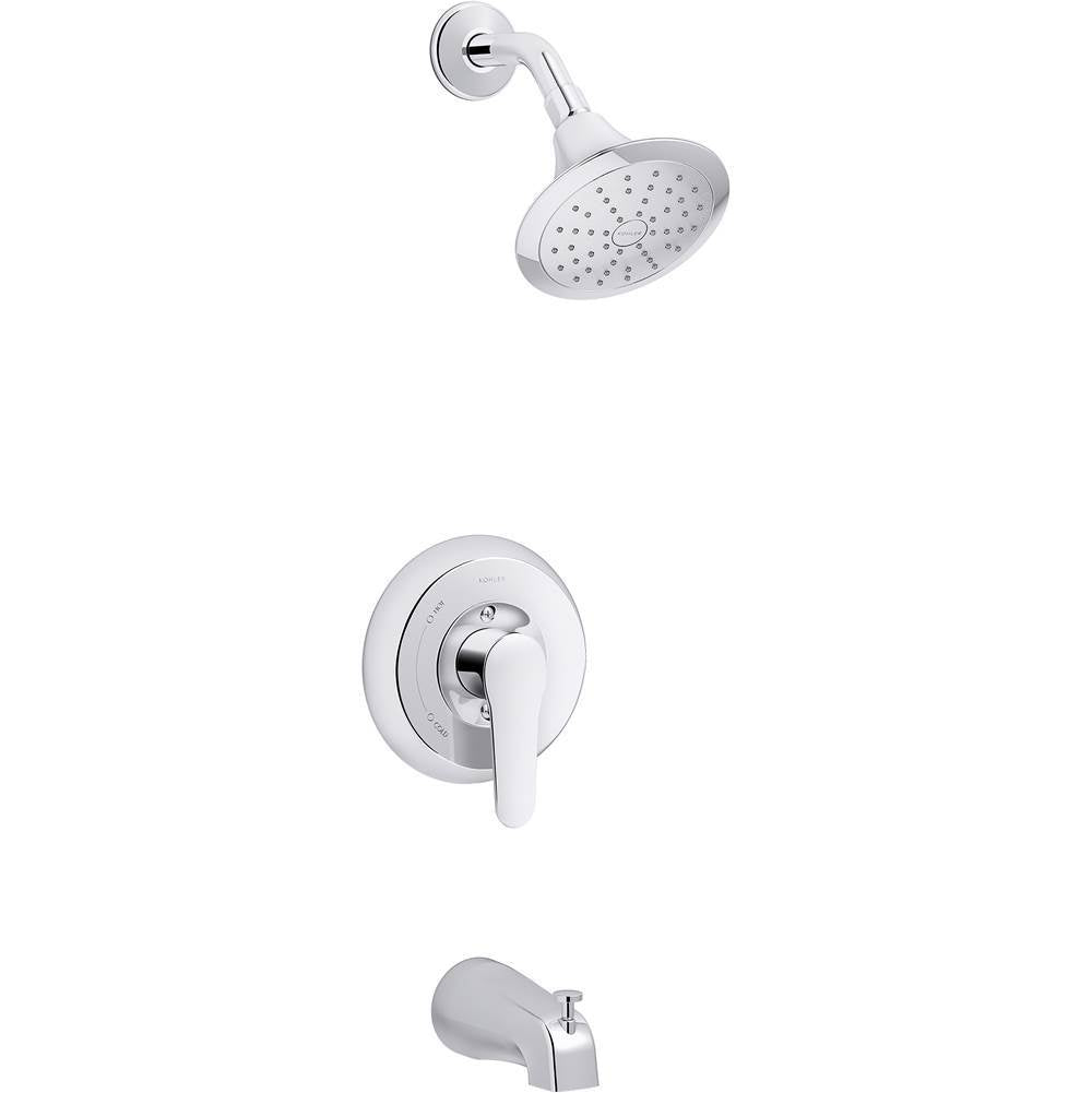 Kohler - July Rite-temp Bath And Shower Trim with Lever Handle, Slip-fit Spout And 1.75 Gpm Showerhead - Polished Chrome