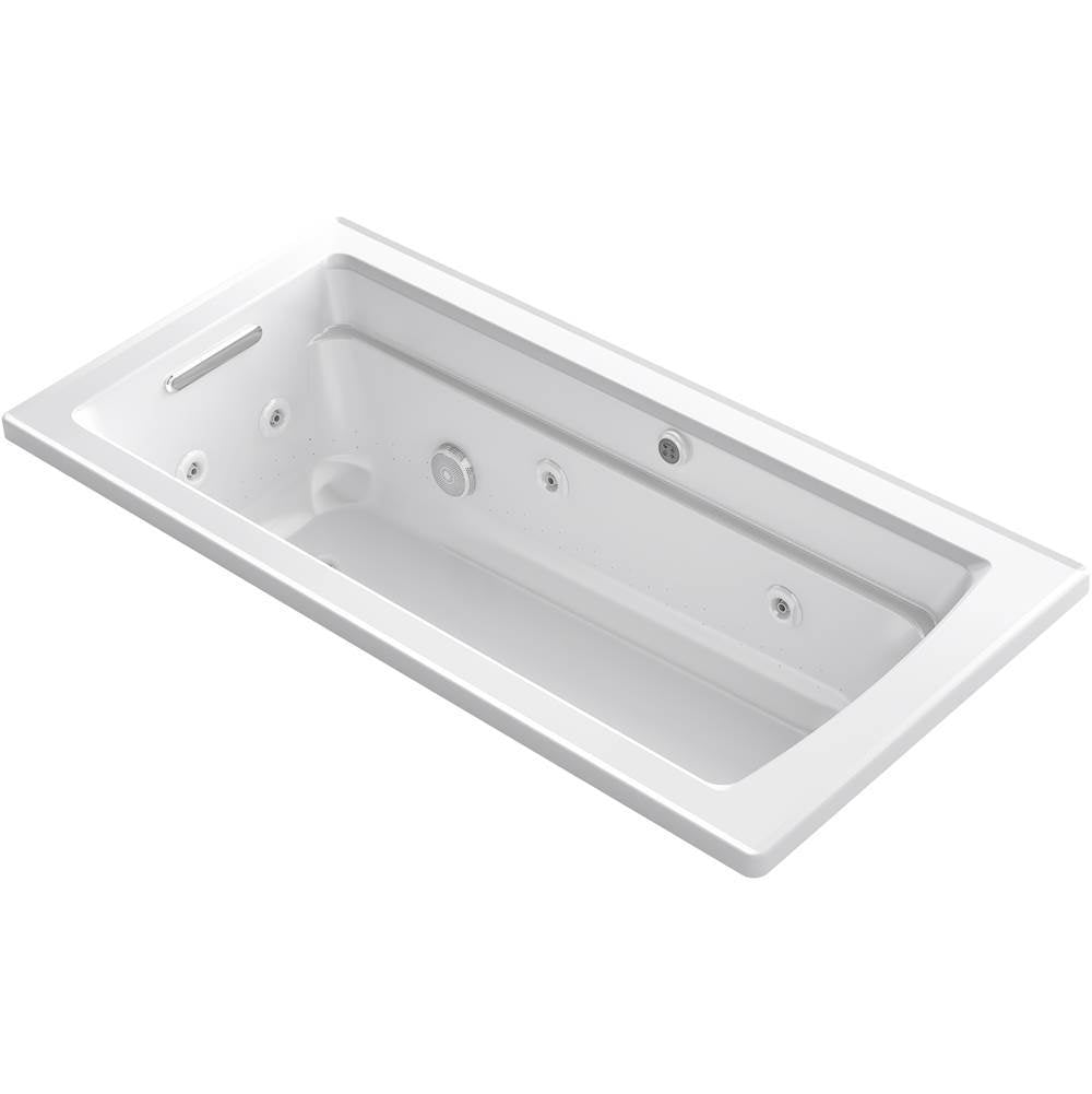 Kohler - Archer 66'' x 32'' drop-in Heated BubbleMassageE air bath with whirlpool - White