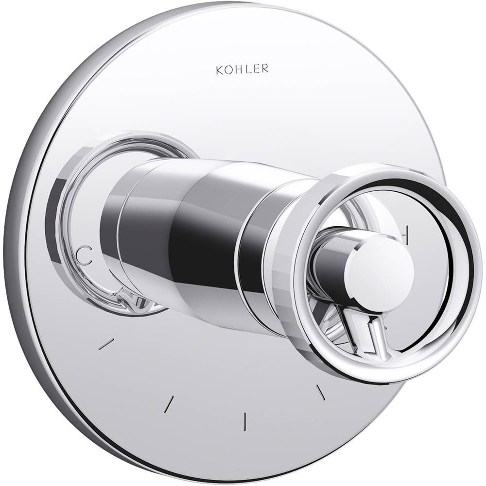 Kohler - Components MasterShower temperature control valve trim with Industrial handle - Polished Chrome