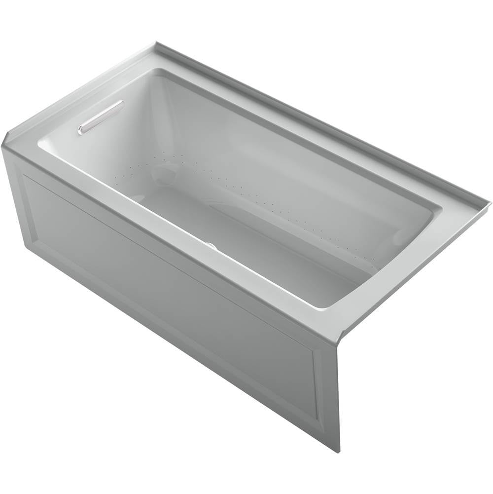 Kohler - Archer 60'' x 30'' integral apron Heated BubbleMassageE air bath with Bask heated surface and left-hand drain - Ice Grey