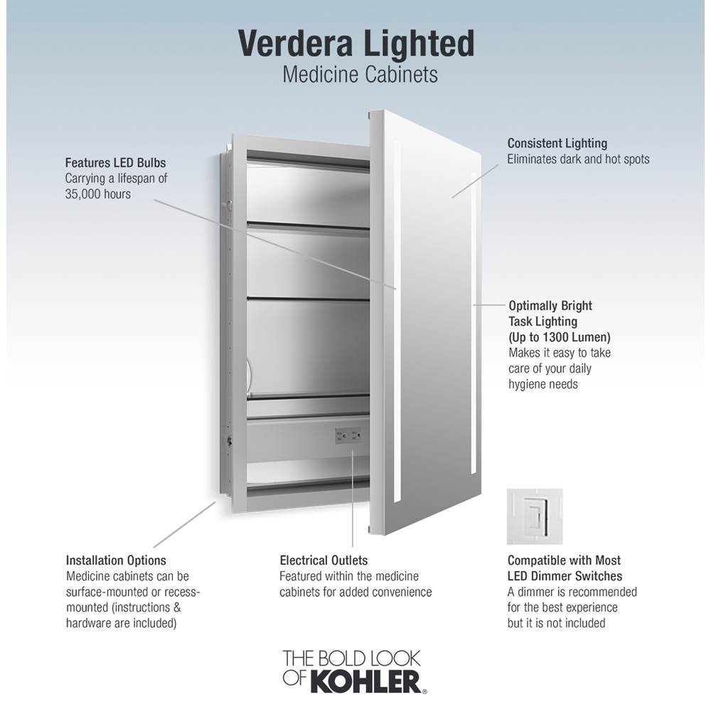Verdera 24'' x 30'' lighted medicine cabinet
