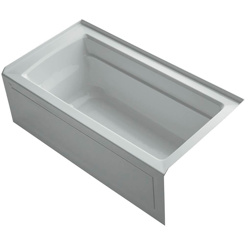 Kohler - Archer 60'' x 32'' alcove Heated BubbleMassageE air bath, right drain - Ice Grey