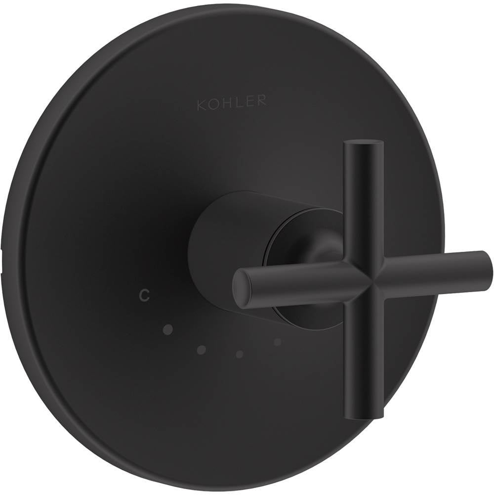Kohler - Purist MasterShower temperature control valve trim with cross handle - Matte Black