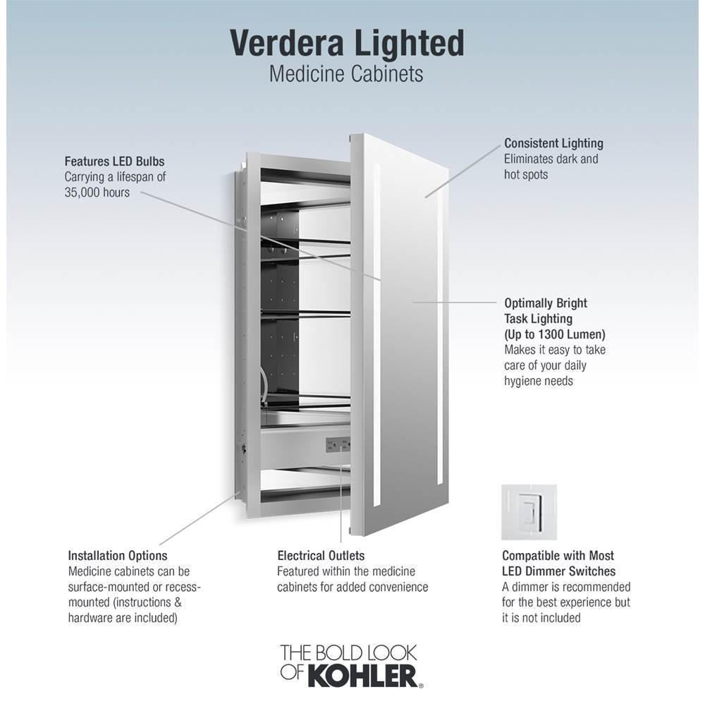 Verdera 20'' x 30'' lighted medicine cabinet