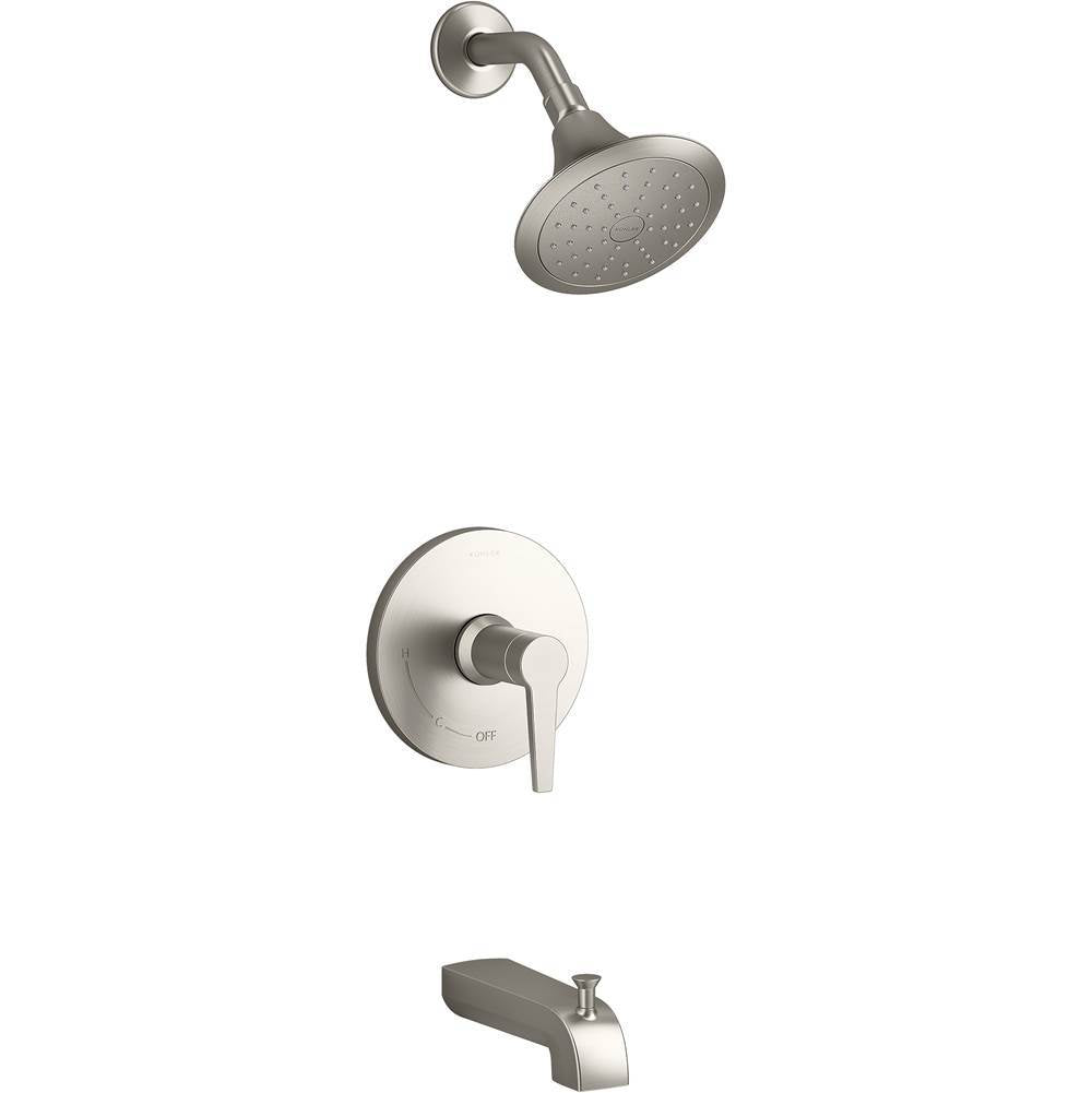 Kohler - Pitch Rite-Temp bath and shower trim kit, 1.75 gpm - Vibrant Brushed Nickel