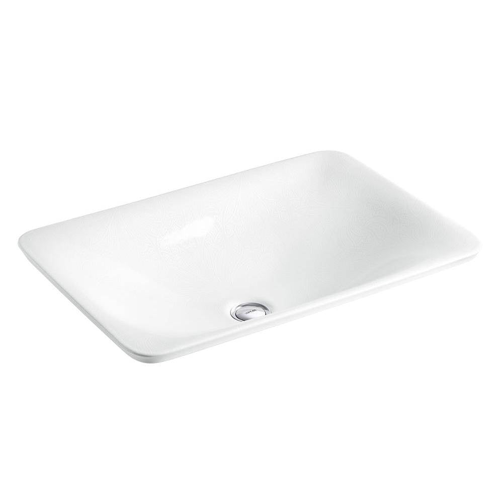 Kohler - SartorialE Paisley Carillon 21'' rectangular drop-in bathroom sink, no overflow - White Sartorial Paisley