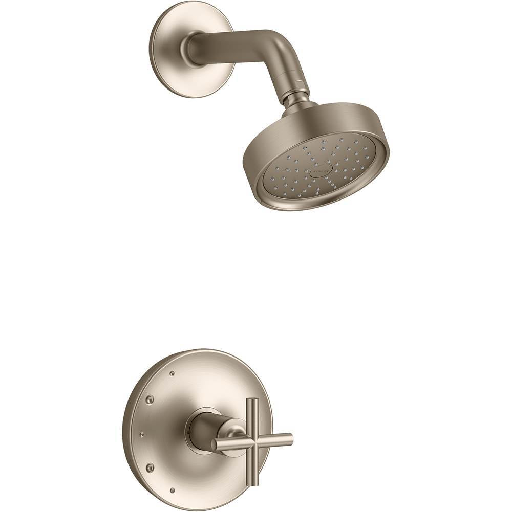 Kohler - Purist Rite-Temp shower trim kit with cross handle, 1.75 gpm - Vibrant Brushed Bronze