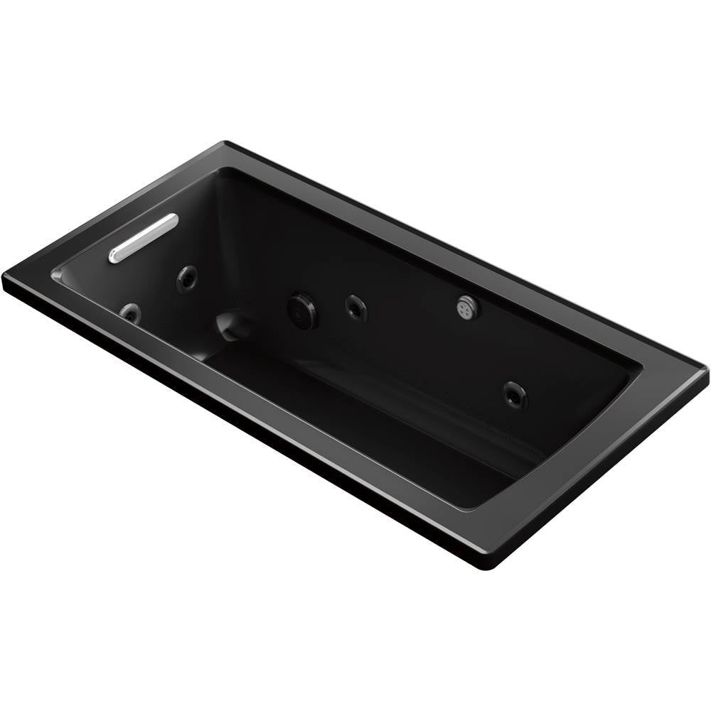 Kohler - Archer 60'' x 30'' drop-in Heated BubbleMassageE air bath with whirlpool - Black
