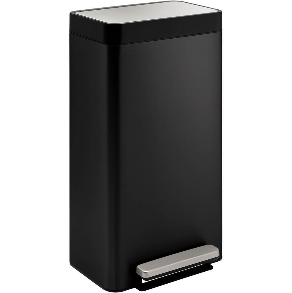 Kohler - 8-gallon loft stainless steel step trash can - Black Stainless