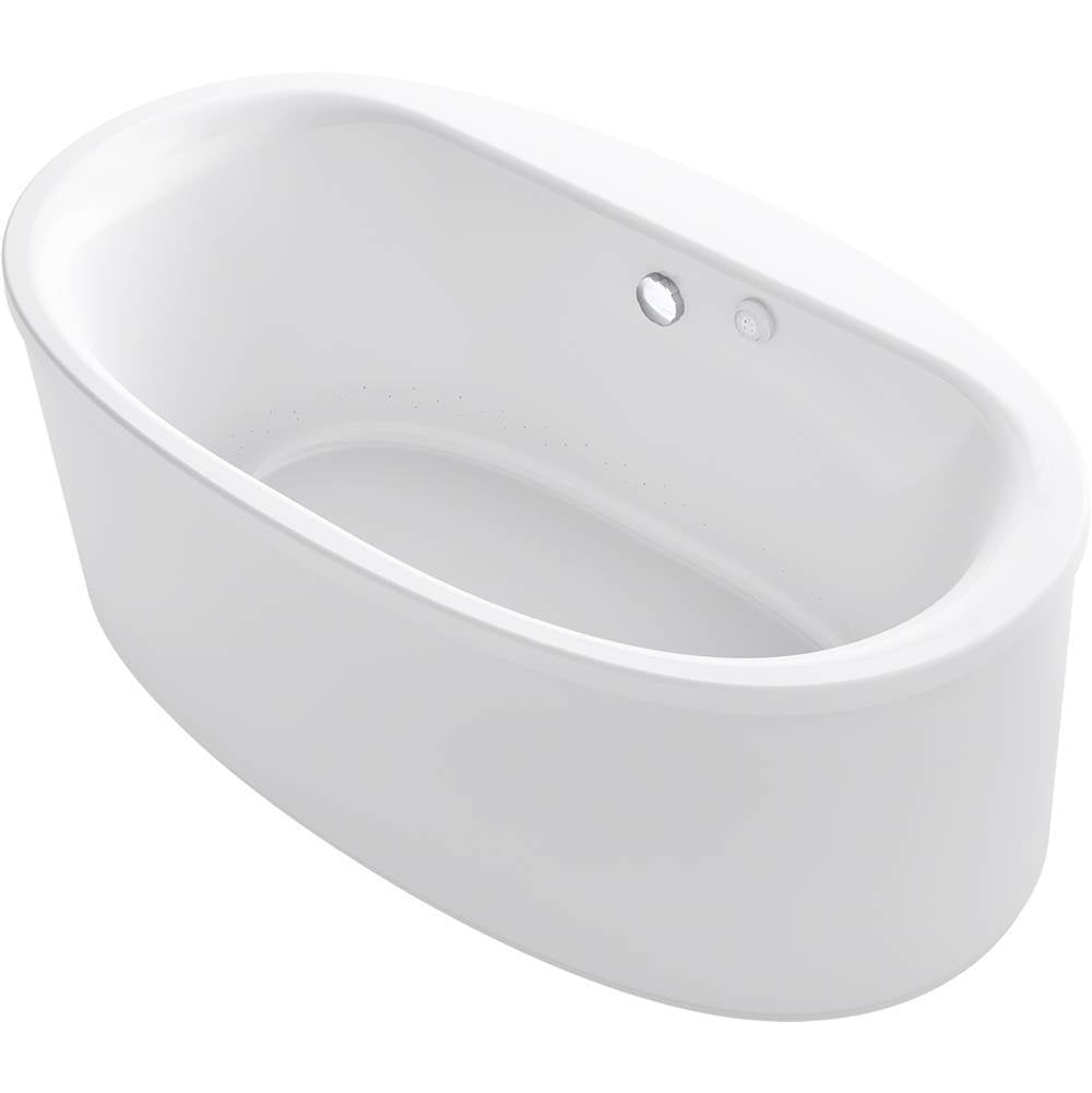 Kohler - Sunstruck 65-1/2'' x 35-1/2'' freestanding Heated BubbleMassageE air bath with Bask heated surface and straight shroud - White