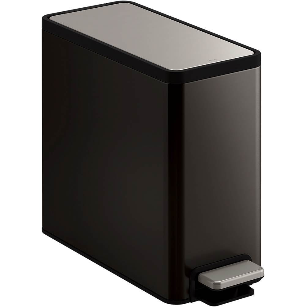 Kohler - 2.5-gallon slim step trash can - Black Stainless