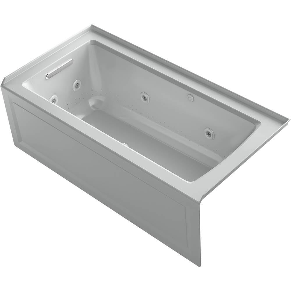 Kohler - Archer 60'' x 30'' alcove Heated BubbleMassageE air bath and whirlpool, left drain - Ice Grey