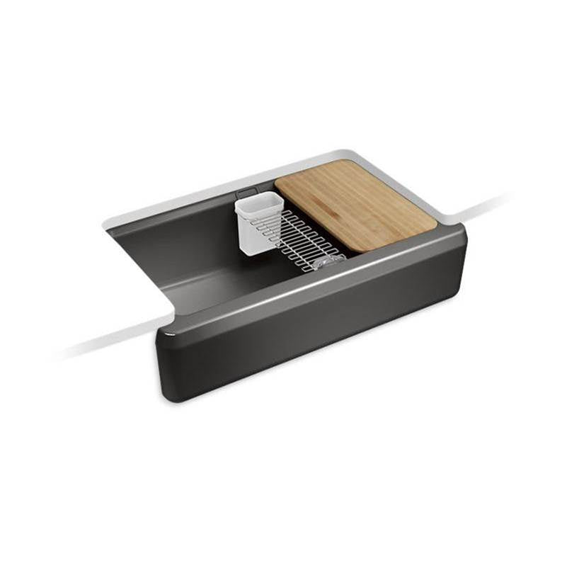 Kohler - Riverby 35-3/4'' undermount single-bowl farmhouse workstation kitchen sink - Black