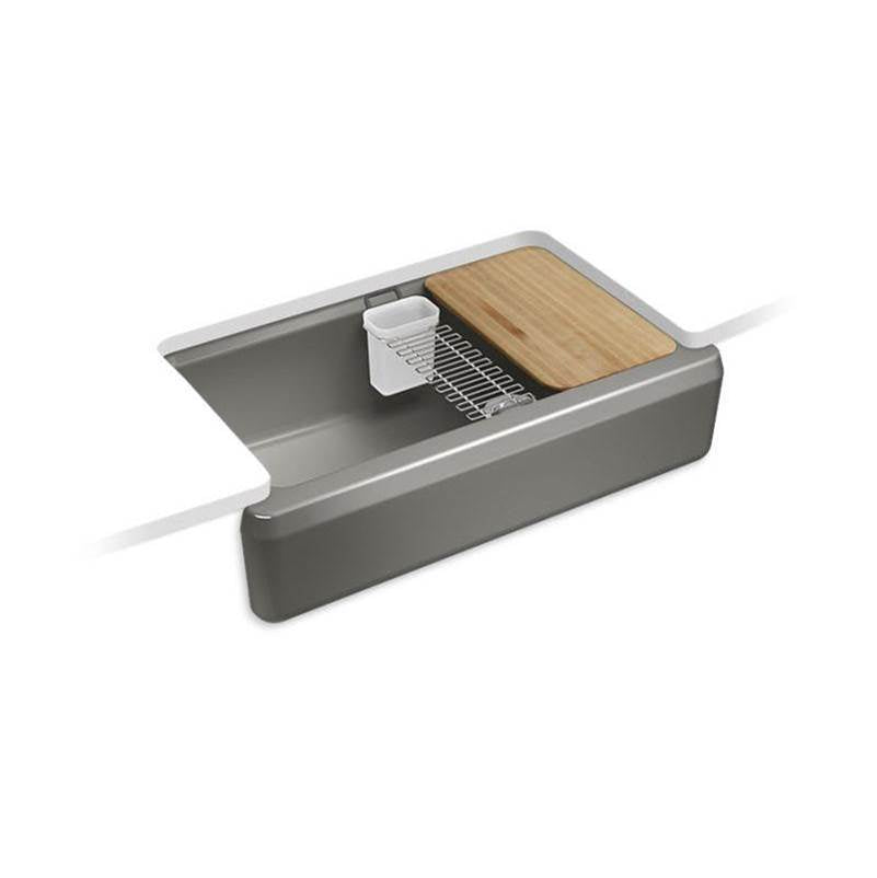 Kohler - Riverby 35-3/4'' undermount single-bowl farmhouse workstation kitchen sink - Thunder Grey