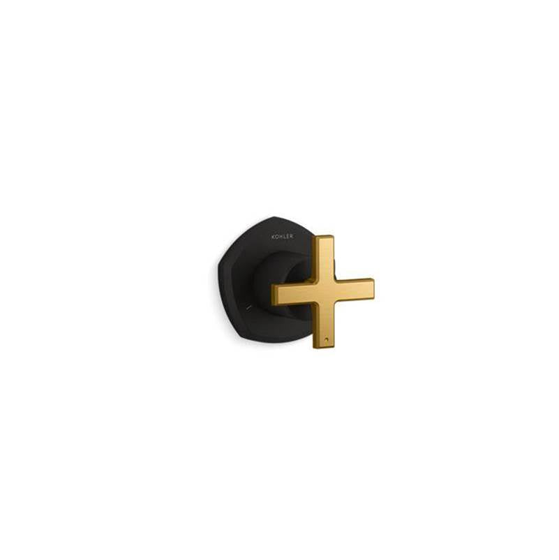 Kohler - Occasion MasterShower transfer valve trim with cross handle - Matte Black with Brushed Moderne Brass