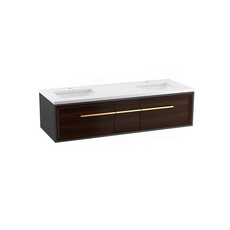 Kohler - Lodern 60'' wall-hung bathroom vanity cabinet with sinks and quartz top - Slate Grey