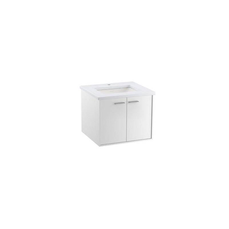 Kohler - Jute 24'' wall-hung bathroom vanity cabinet with sink and quartz top - Linen White