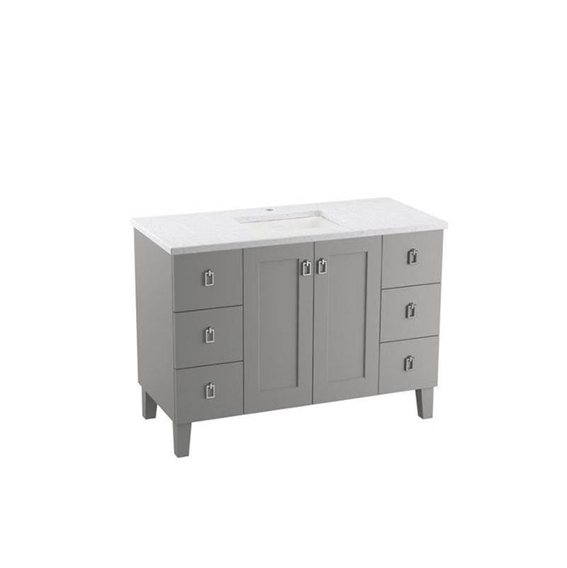 Kohler - Poplin 48'' bathroom vanity cabinet with sink and quartz top - Mohair Grey
