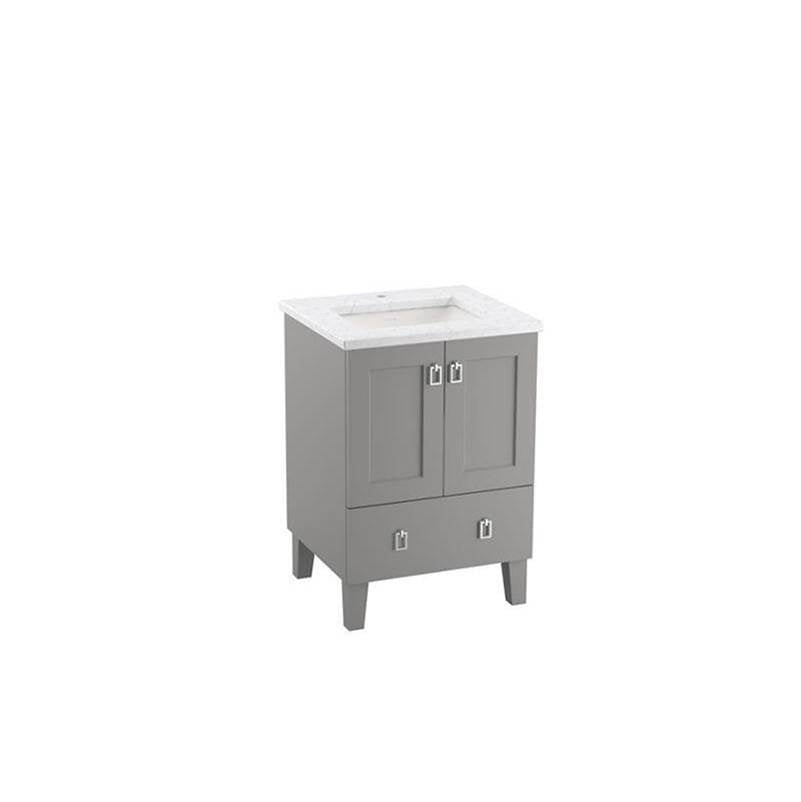 Kohler - Poplin 24'' bathroom vanity cabinet with sink and quartz top - Mohair Grey