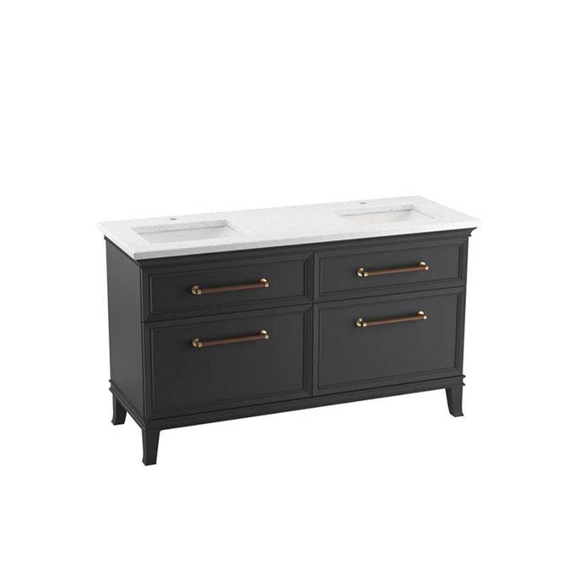 Kohler - ArtifactsE 60'' bathroom vanity cabinet with sinks and quartz top - Slate Grey