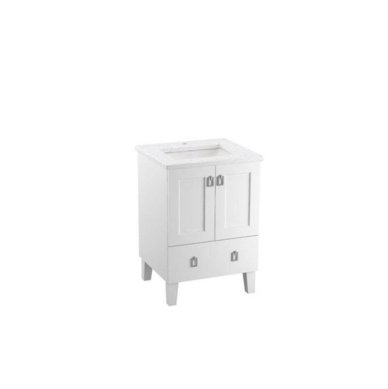 Kohler - Poplin 24'' bathroom vanity cabinet with sink and quartz top - Linen White