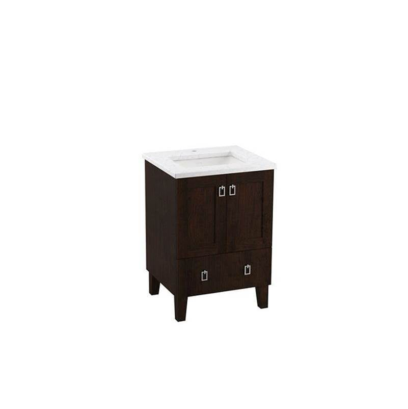 Kohler - Poplin 24'' bathroom vanity cabinet with sink and quartz top - Claret Suede