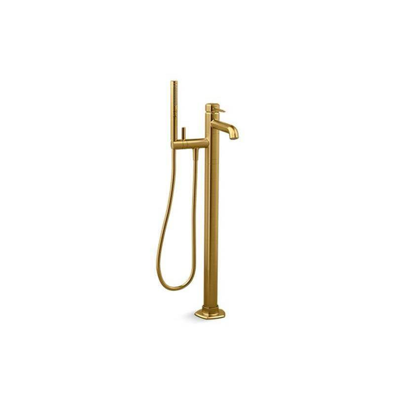 Kohler - Occasion Floor-mount bath filler trim with handshower - Vibrant Brushed Moderne Brass