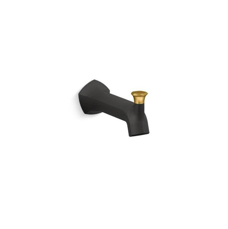 Kohler - Occasion Wall-mount bath spout with Straight design and diverter - Matte Black with Brushed Moderne Brass