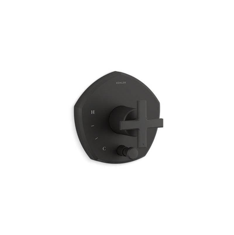 Kohler - Occasion Rite-Temp valve trim with push-button diverter and cross handle - Matte Black