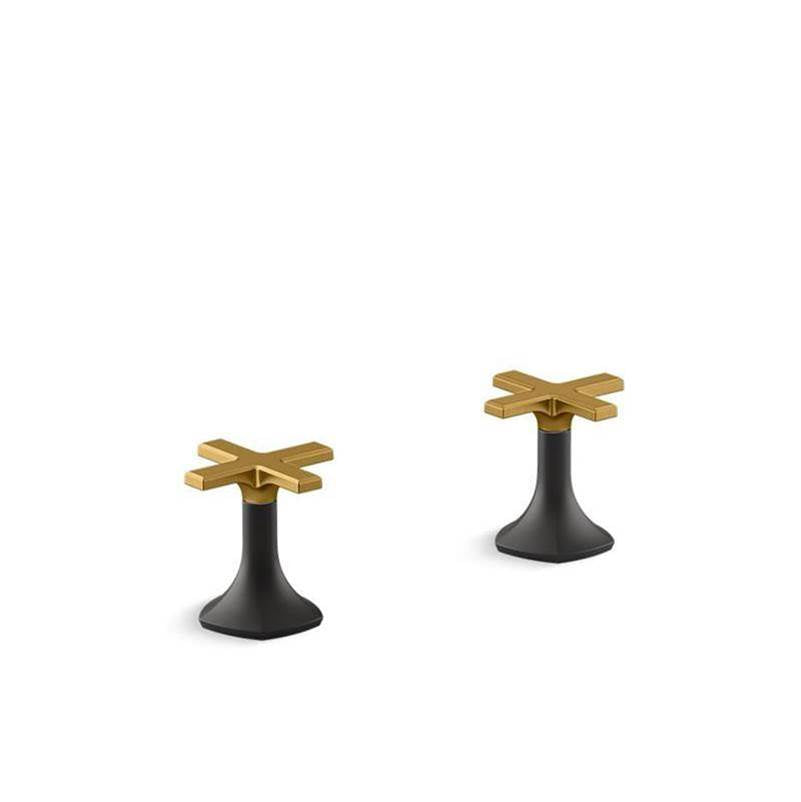 Kohler - Occasion Deck-mount bath faucet handles with Cross design - Matte Black with Brushed Moderne Brass