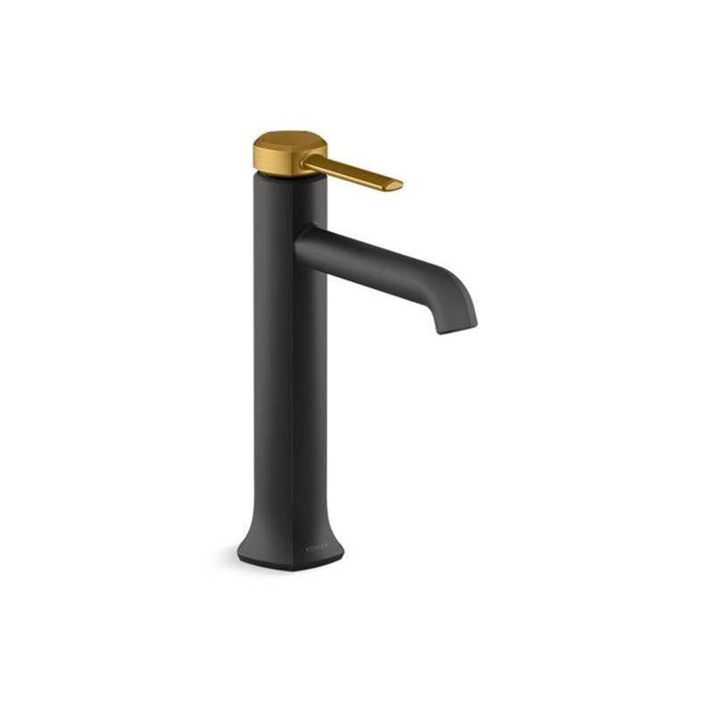 Kohler - Occasion Tall single-handle bathroom sink faucet, 1.0 gpm - Matte Black with Brushed Moderne Brass