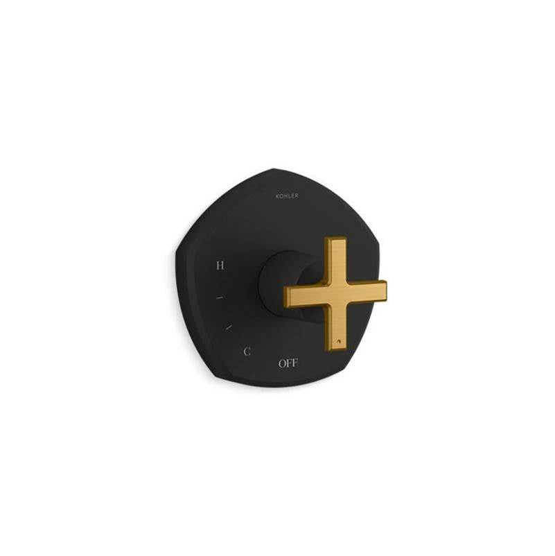 Kohler - Occasion Rite-Temp valve trim with cross handle - Matte Black with Brushed Moderne Brass
