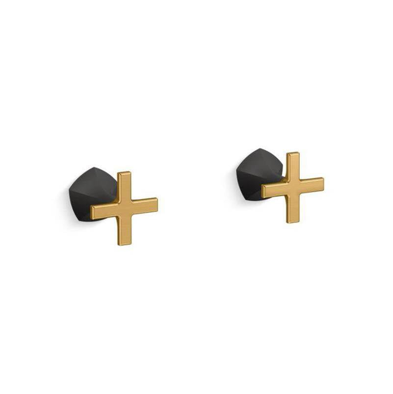 Kohler - Occasion Wall-mount bathroom sink faucet Cross handle trim, 1.2 gpm - Matte Black with Brushed Moderne Brass