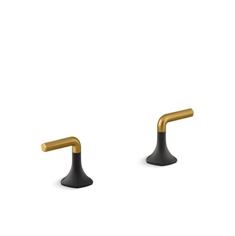 Kohler - Occasion Lever bathroom sink faucet handles - Matte Black with Brushed Moderne Brass