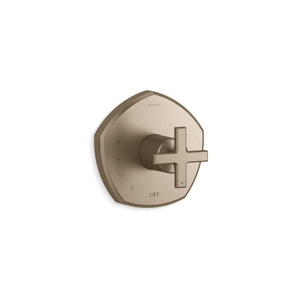 Kohler - Occasion Rite-Temp valve trim with cross handle - Vibrant Brushed Bronze