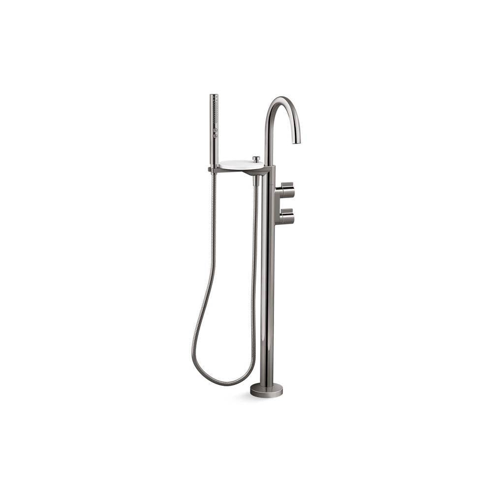 Kohler - Components Floor-mount bath filler trim with lever handles and handshower - Vibrant Titanium