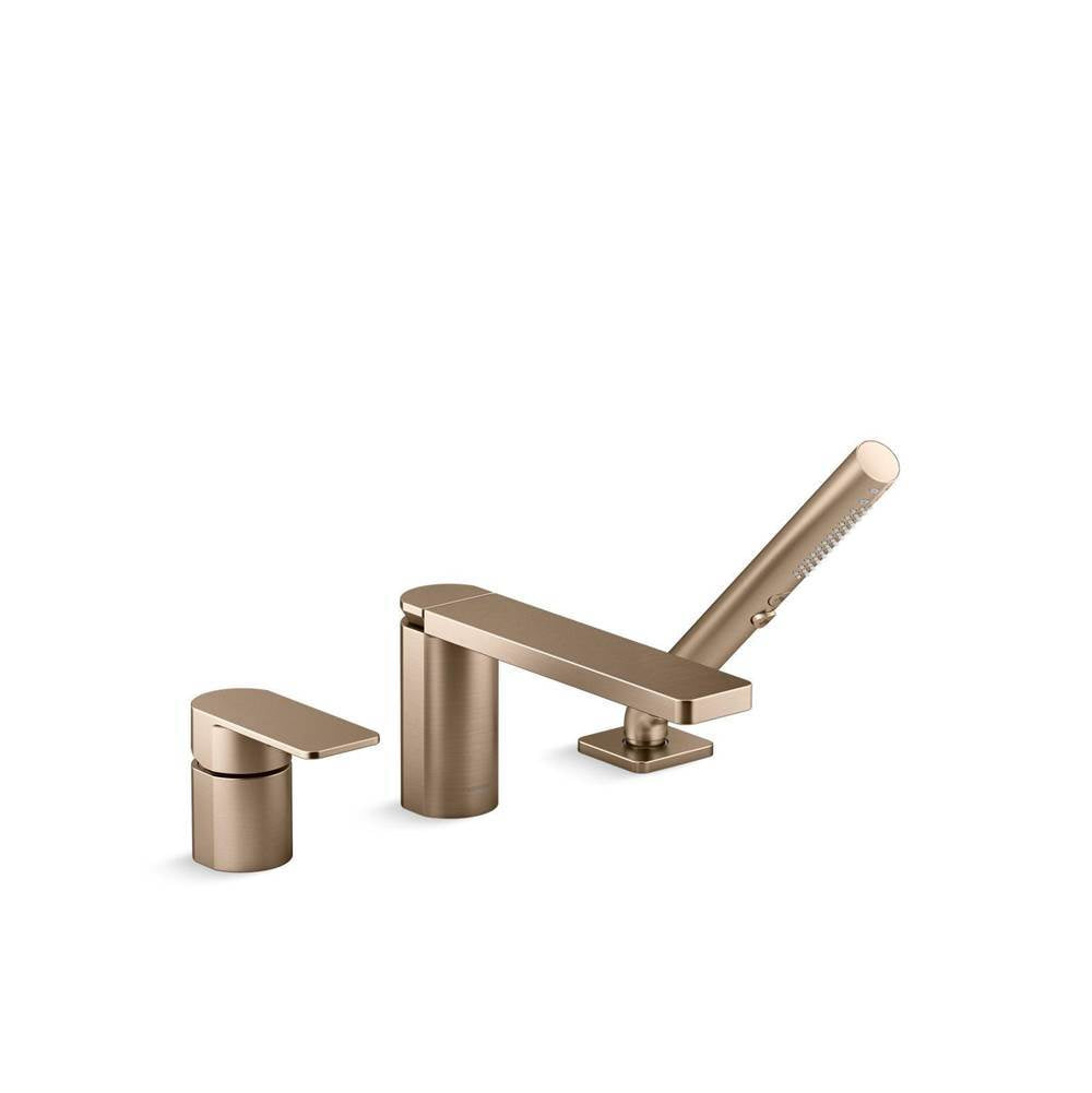 Kohler - Parallel Deck-mount bath faucet with handshower - Vibrant Brushed Bronze