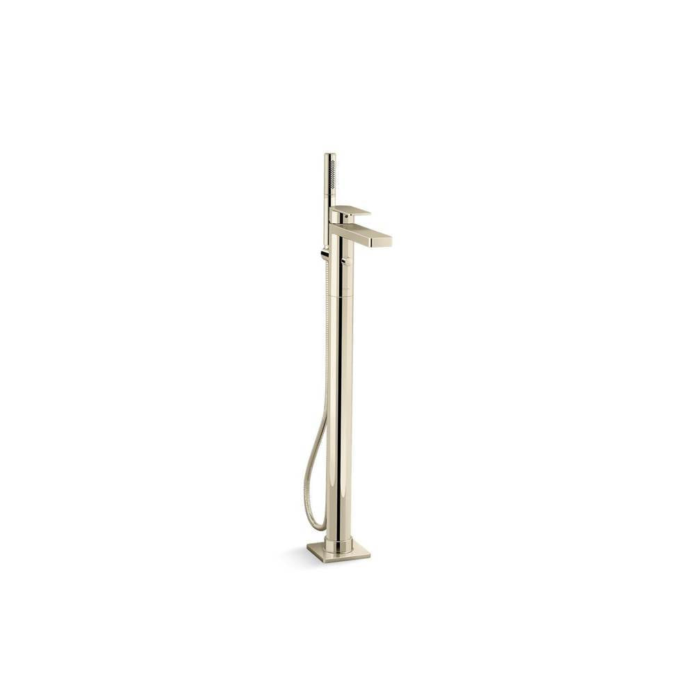 Kohler - Parallel Floor-mount bath filler trim with handshower - Vibrant French Gold